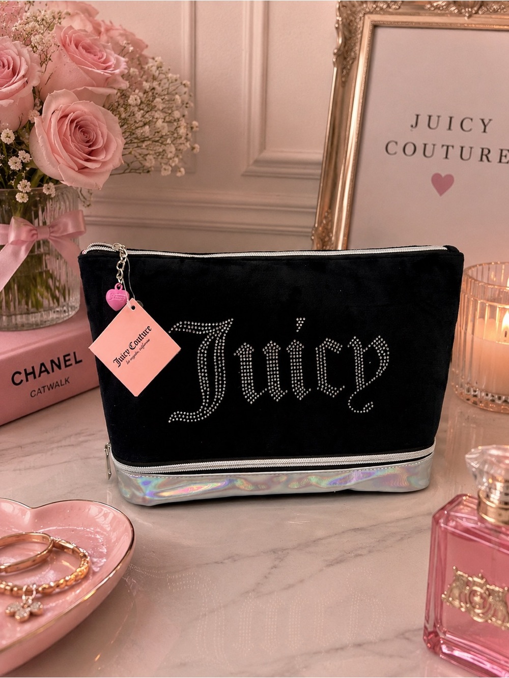 Juicy couture velour cosmetics bag